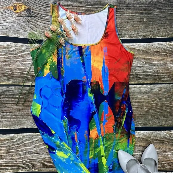 Women's Plus Size Bodycon Holiday Vacation Beach Summer Party Tank Dress 16W 20W - Picture 2 of 10